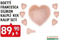 BOETTİ FRANCESCA SİLİKON KALPLİ KEK KALIP SETİ fiyat ve kampanya bilgisi